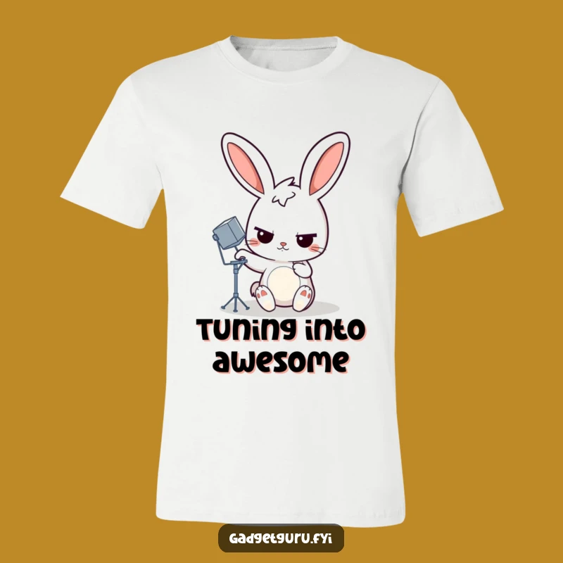 Funny Rabbit Satellite Dish T-Shirt, Determined Fixer Apparel, Tech Humorous Gift