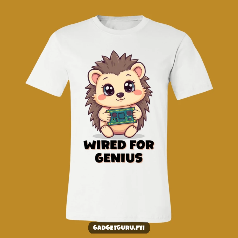 Funny Hedgehog Circuit Board T-Shirt, Curious Coder Apparel, Geek Humorous Gift