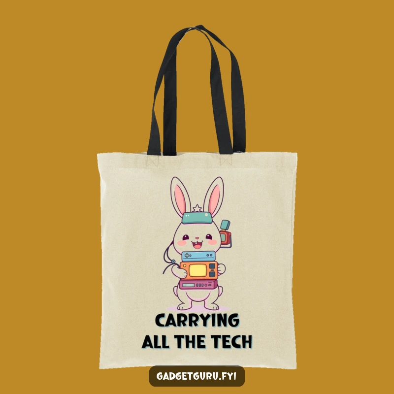 Funny Rabbit Gadget Haul Tote Bag: Carry Your Tech with Humor Gift