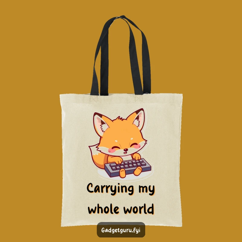 Funny Kawaii Fox Tote Bag: Carry Your Tech and Humor in Style