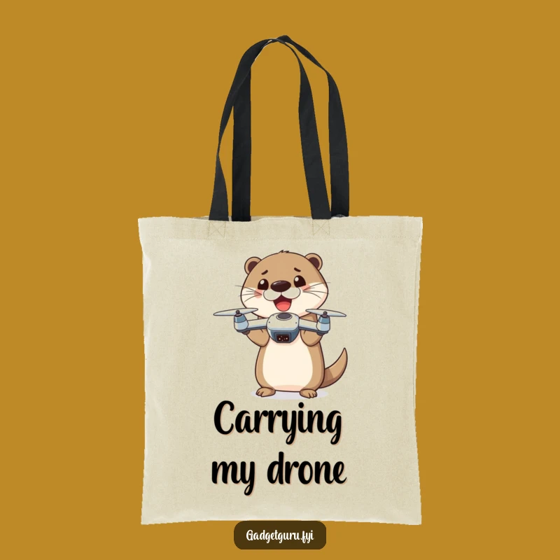 Funny Otter Drone Tote Bag: Carry Your Tech Treasures