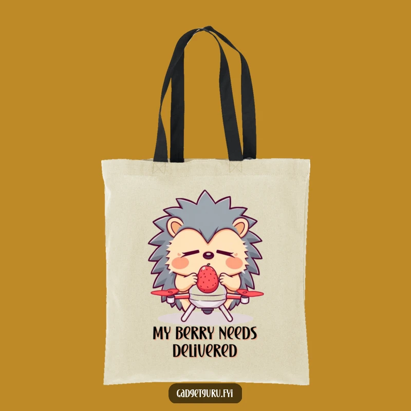 Funny Hedgehog Tote Bag: Sleepy Drone Delivery for Everyday Errands