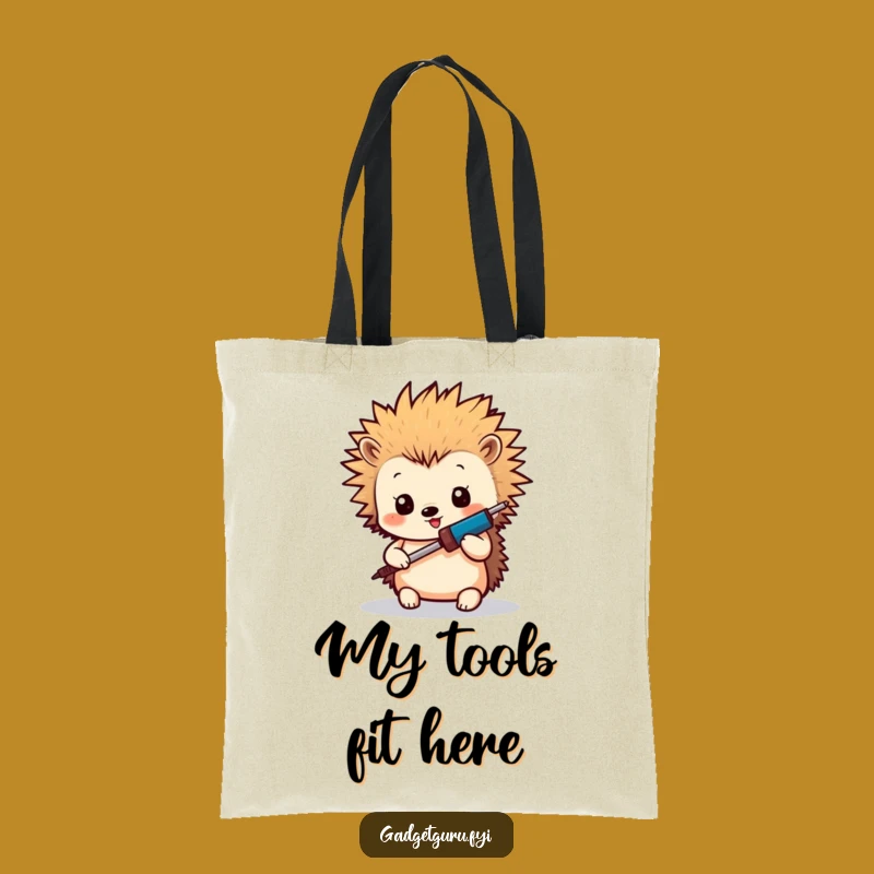 Funny Hedgehog Maker Tote Bag: Carry Your Projects with Spiky Flair
